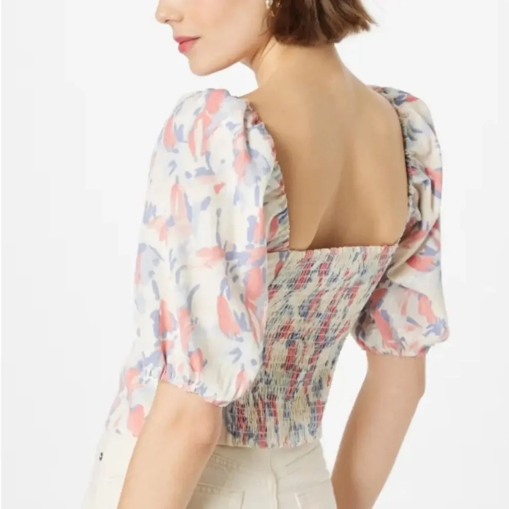 Abercrombie & Fitch Corset Sweetheart Puff Sleeve Top Women’s XS Fitted Smocked